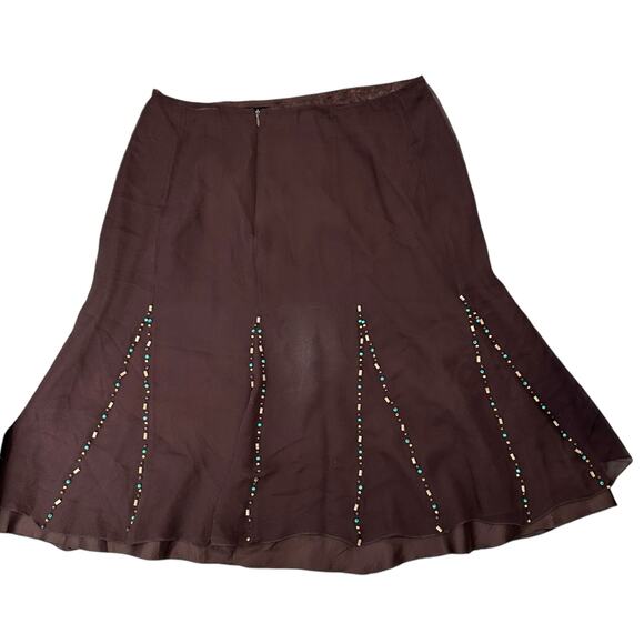 Vintage Y2K retro Boho Midi Silk Skirt Beaded Artisin Flair 100% Silk 10 - Picture 5 of 5